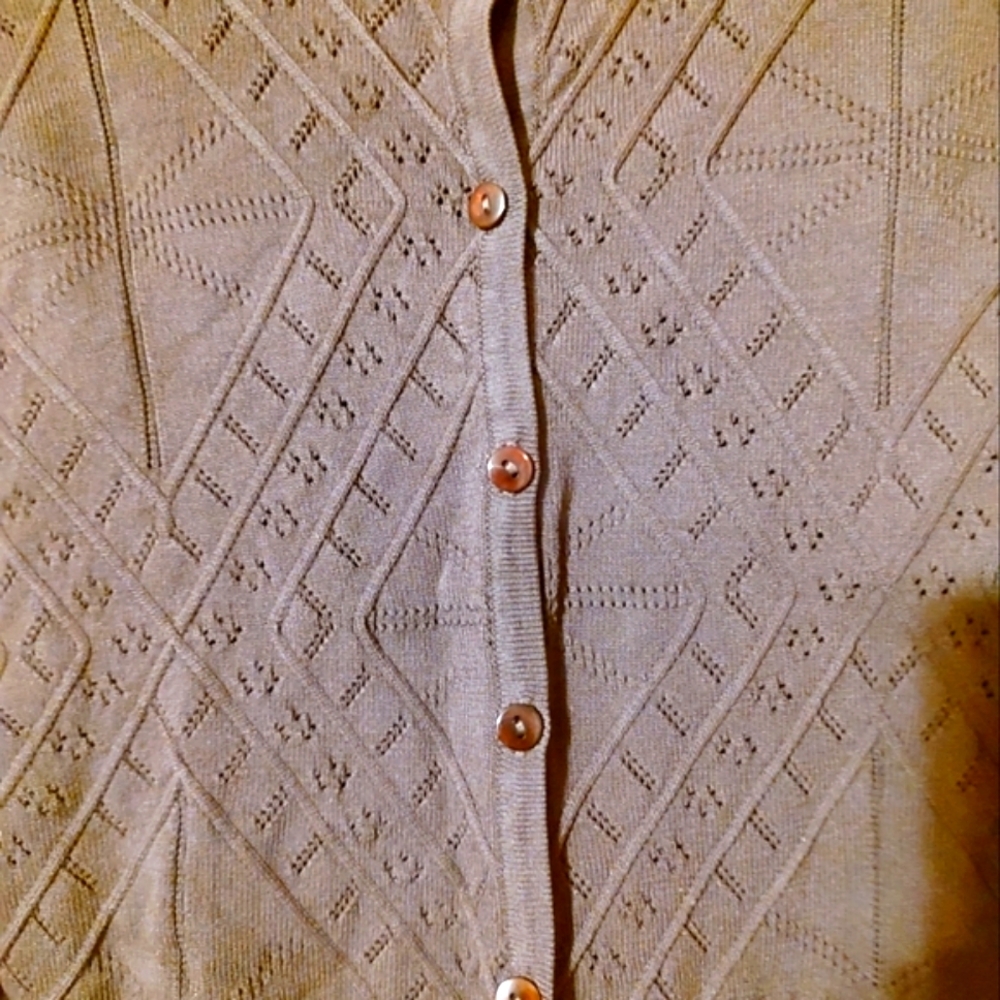 🤎 Beautiful Rich Chocolate Brown Silky Soft Harlequin Crochet Cardigan - L - Picture 10 of 12